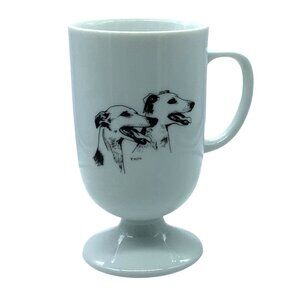 Greyhound Dog Pedestal Mug Coffee Cup Signed 5"‎